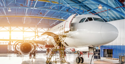 airplane in hanger