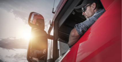 man in semi truck